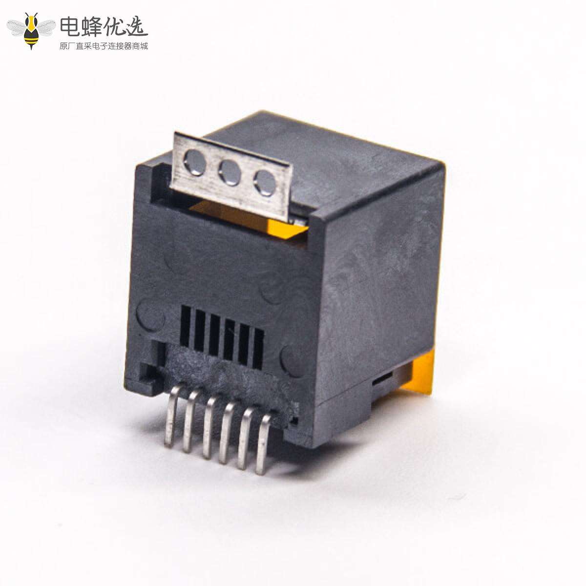 rj12 6p6c贴片接PCB板直式180度单口带盖