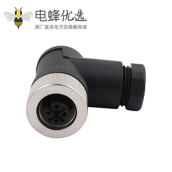 M12螺钉锁线组装式弯头防水连接器传感器IP68 2PCS