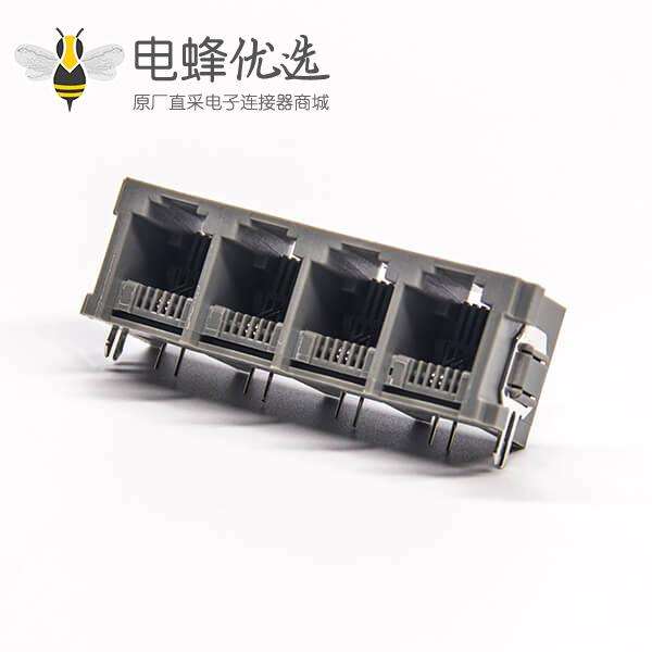 rj11连接器1x4单排6P2C弯式插PCB板非屏蔽