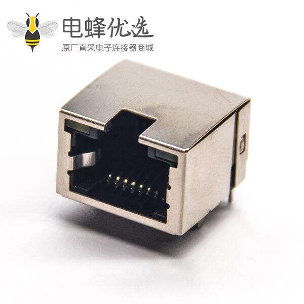 rj45网络接口+8p8c弯式母座插PCB板带灯带弹片