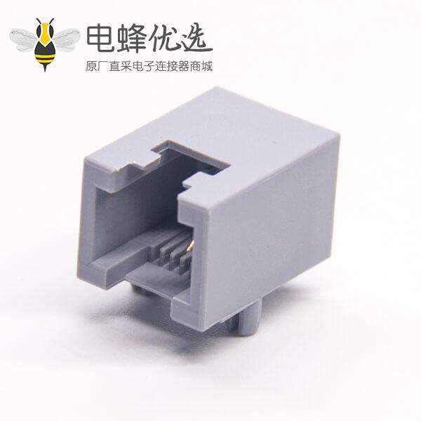 RJ11 6P2C灰色全塑模块化连接器弯式插PCB板