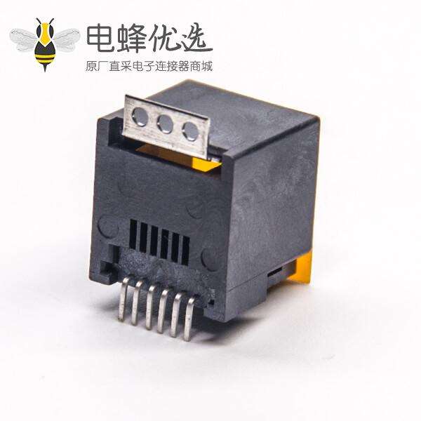 rj12 6p6c贴片接PCB板直式180度单口带盖