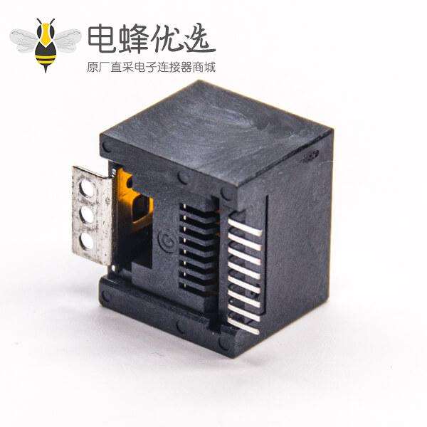 RJ45插座8p8c180度贴板式接PCB板全塑黑色外壳不带屏蔽