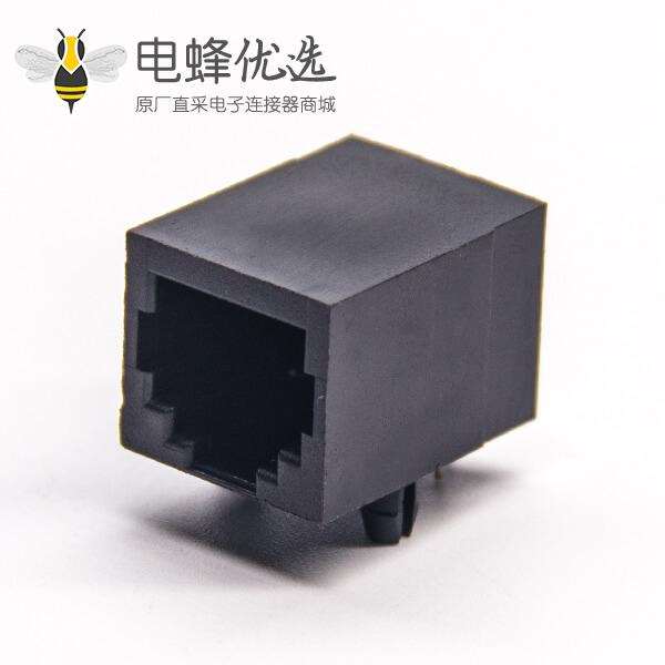 rj45座pcb板端以太网接口黑色全塑不带屏蔽8P8c