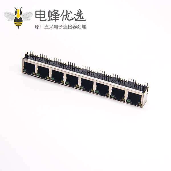 RJ45以太网口PCB板1*8弯式母座插PCB板