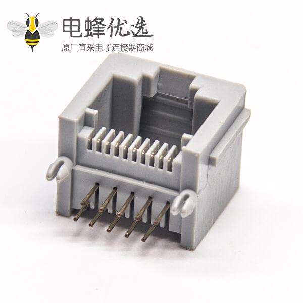 rj50 连接器弯式插PCB板10p10c全塑外壳连接器