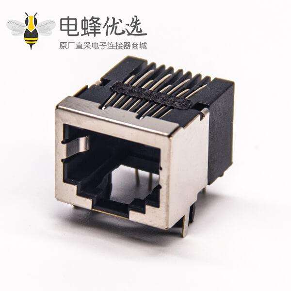 rj45网口端口8p8c弯式半包带屏蔽穿孔式接PCB板