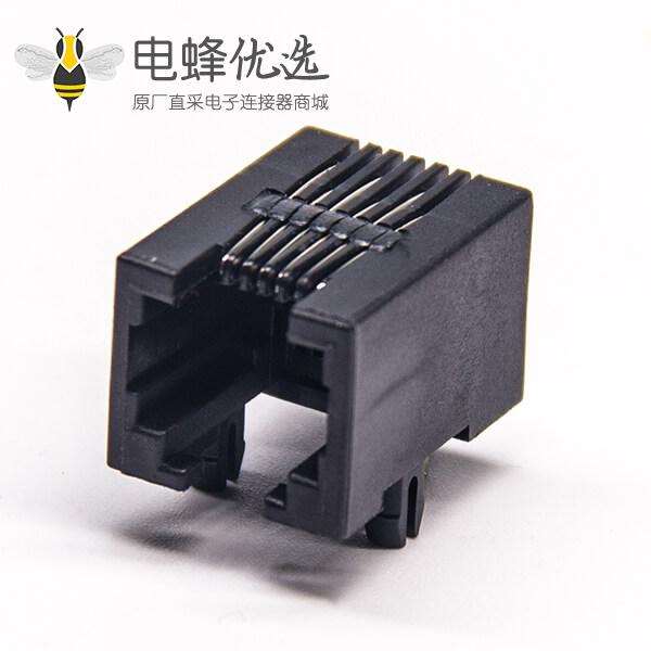 rj12 6p6c母头弯头插板不带屏蔽不带灯接PCB板