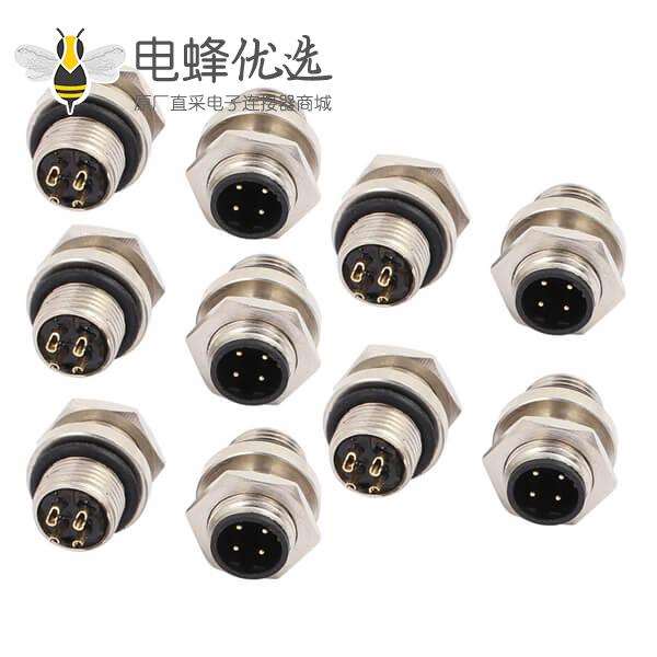 M12 4芯公头 B Code后锁板焊线座子 10PCS/包