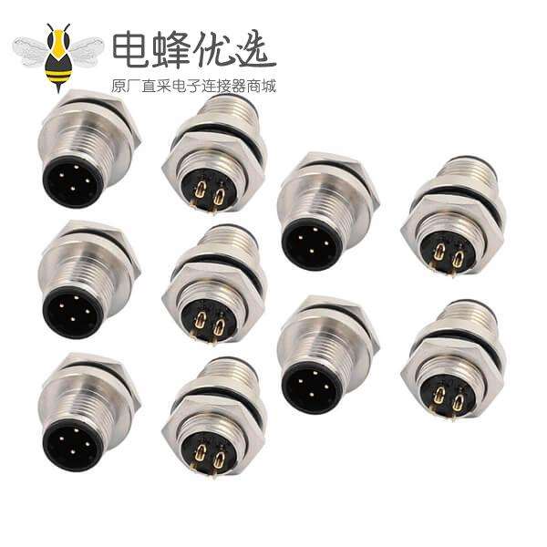 4芯 M12 后锁板焊线插座 10PCS/包