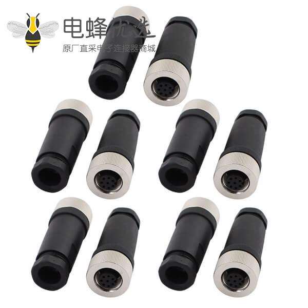 M12 8芯母头连接器直式塑料装配式插头 10PCS