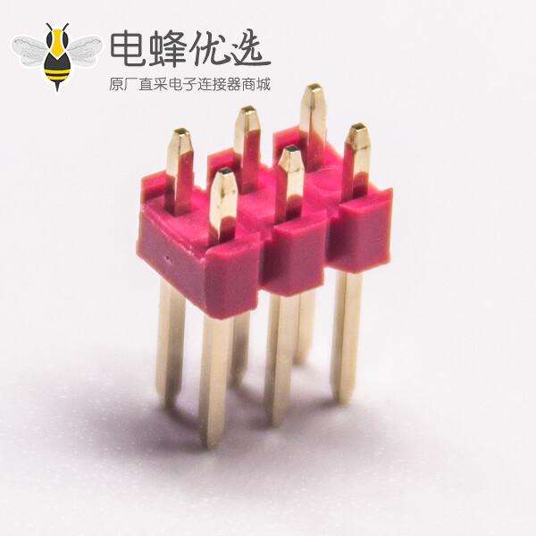 双排 6针连接器直式插板间距2.54mm红色塑胶10pcs