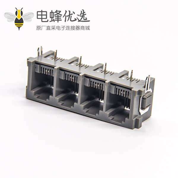 rj11连接器1x4单排6P2C弯式插PCB板非屏蔽