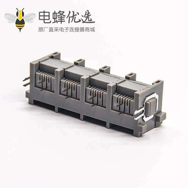 rj11连接器1x4单排6P2C弯式插PCB板非屏蔽