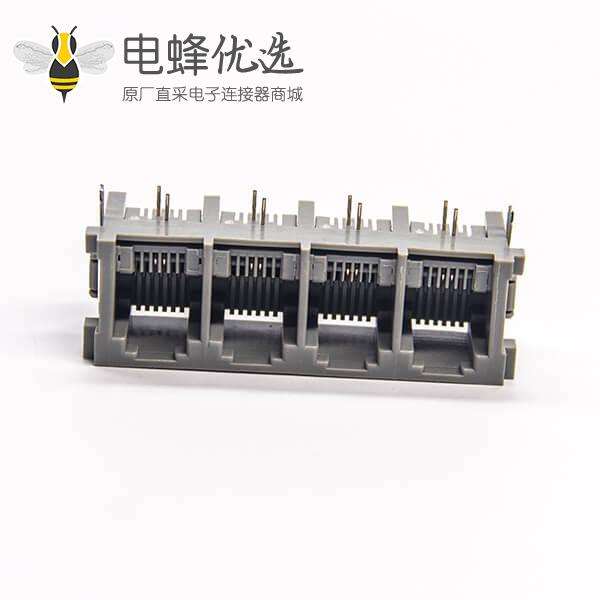 rj11连接器1x4单排6P2C弯式插PCB板非屏蔽