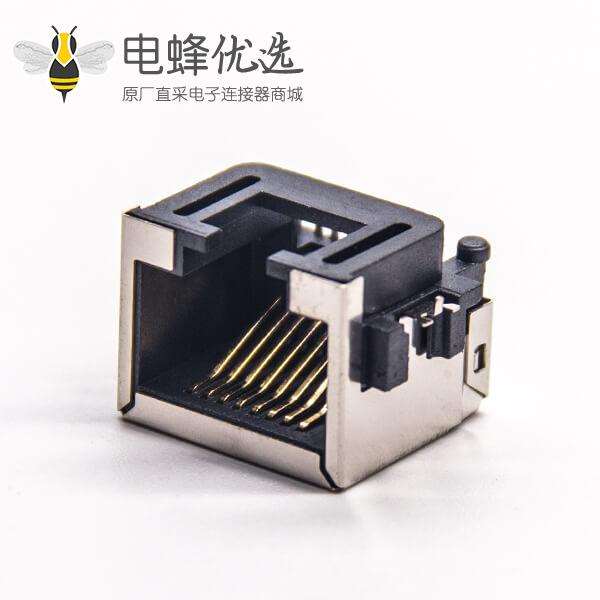 沉板rj45弯式母头SMT接PCB板不带灯