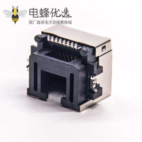 沉板rj45弯式母头SMT接PCB板不带灯