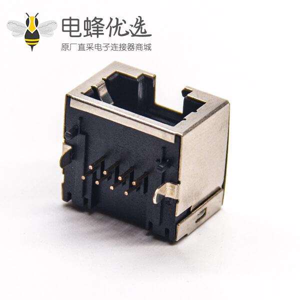 rj45网口座8p8c弯式半包带屏蔽插PCB板