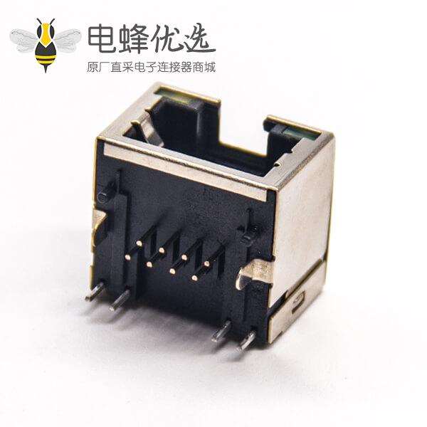 rj45网络接口+8p8c弯式母座插PCB板带灯带弹片