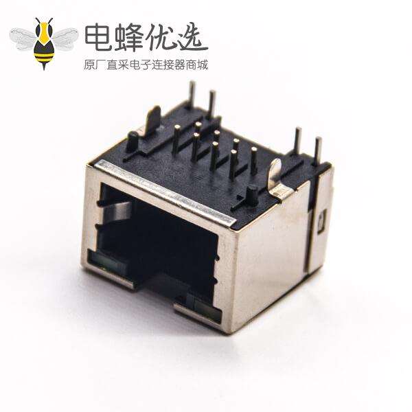 rj45网络接口+8p8c弯式母座插PCB板带灯带弹片