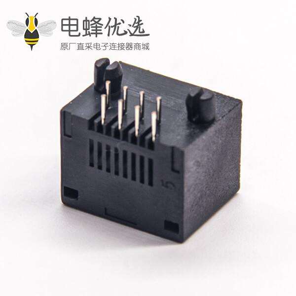 rj45插座模块黑色全塑外壳8p8c弯式dip接PCB板