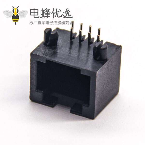 rj45插座模块黑色全塑外壳8p8c弯式dip接PCB板