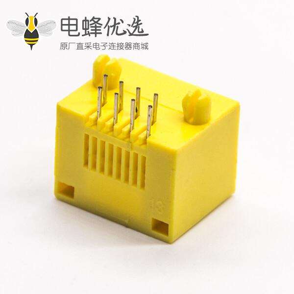 rj45黄塑胶外壳弯头网络插座不带屏蔽不带灯