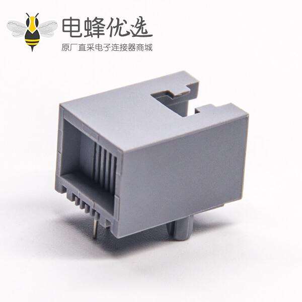 RJ11 6P2C灰色全塑模块化连接器弯式插PCB板