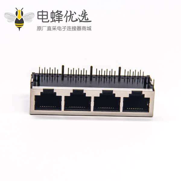 rj45插座8p8c封装网络模块化连接器90度全屏蔽式插板
