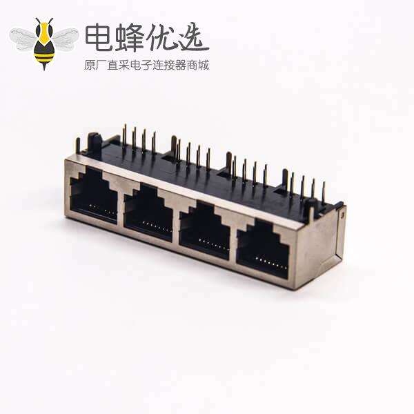 rj45屏蔽8p8c网络端口1*4不带灯插PCB板