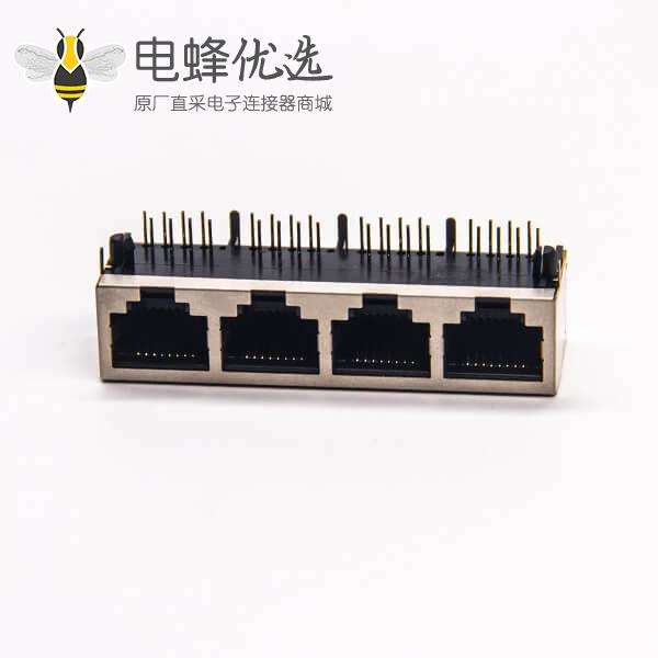 rj45屏蔽8p8c网络端口1*4不带灯插PCB板