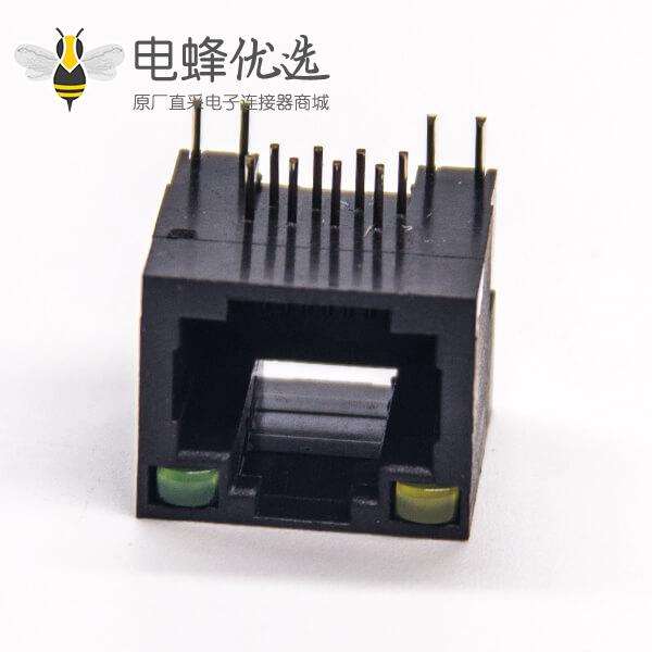 非屏蔽rj45模块8p8c全塑外壳插板式接PCB板带灯