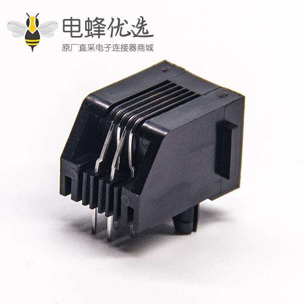 rj11 4p4c插座弯式插PCB板不带屏蔽全塑