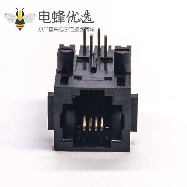 rj11 4p4c插座弯式插PCB板不带屏蔽全塑