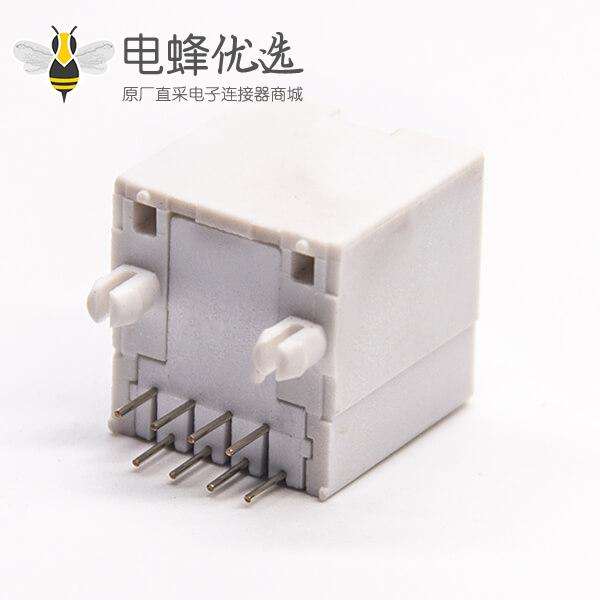 rj45塑胶壳白色全塑8p8c直式插PCB板不带屏蔽