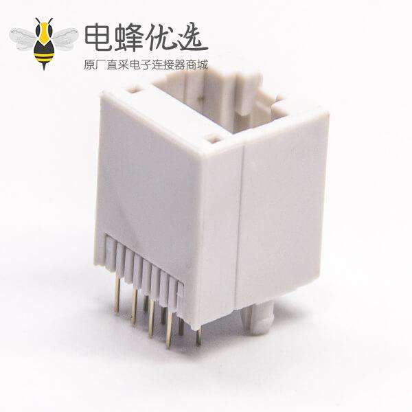 rj45塑胶壳白色全塑8p8c直式插PCB板不带屏蔽