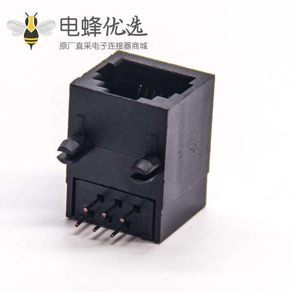 rj45座pcb板端以太网接口黑色全塑不带屏蔽8P8c