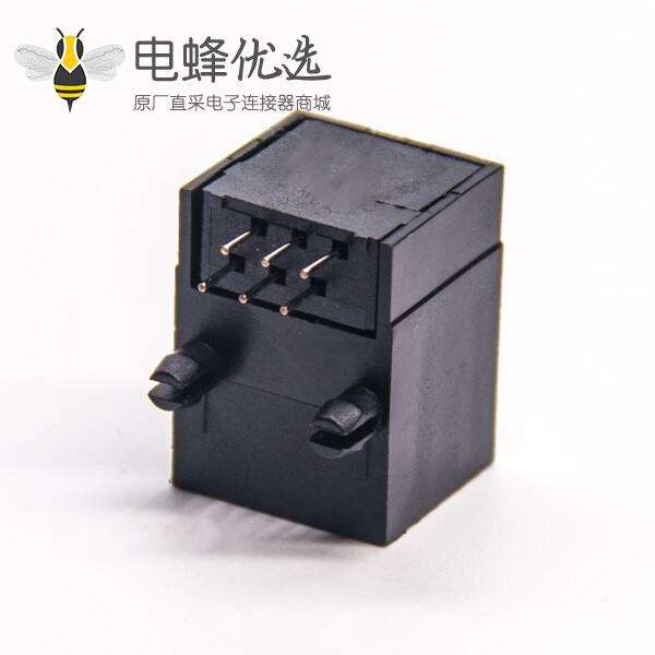 rj45座pcb板端以太网接口黑色全塑不带屏蔽8P8c