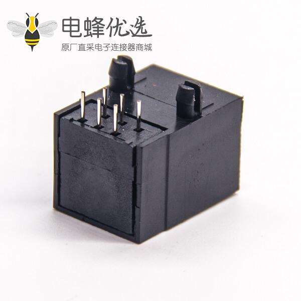 rj45座pcb板端以太网接口黑色全塑不带屏蔽8P8c