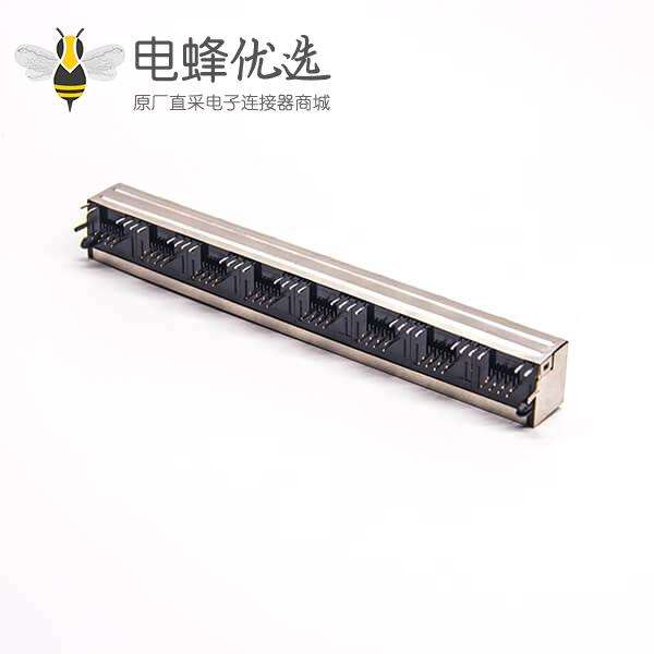 RJ45以太网口PCB板1*8弯式母座插PCB板