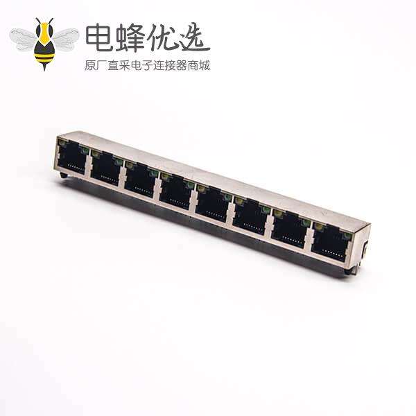 RJ45以太网口PCB板1*8弯式母座插PCB板