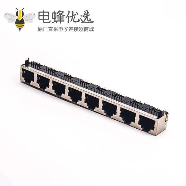 RJ45以太网口PCB90度弯头带屏蔽不带灯插PCB板