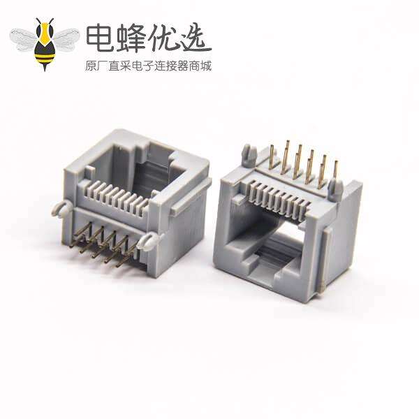 rj50 连接器弯式插PCB板10p10c全塑外壳连接器