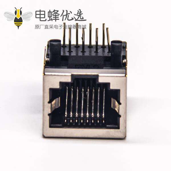 rj45网口端口8p8c弯式半包带屏蔽穿孔式接PCB板