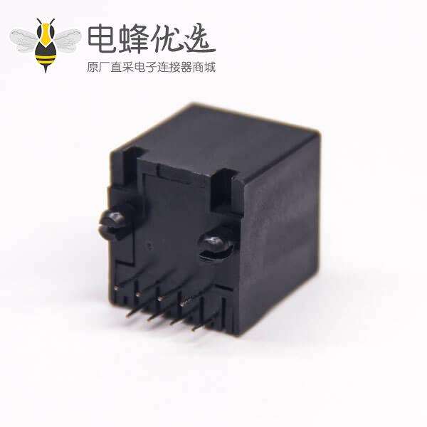 单口rj45连接器180度直式黑色塑胶非屏蔽式插板