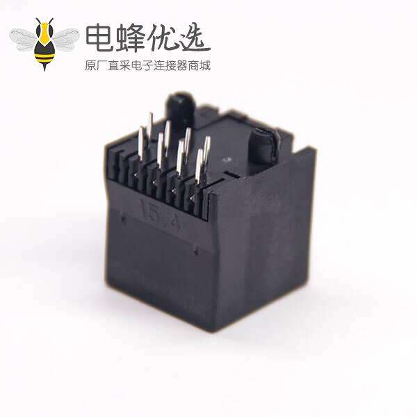 单口rj45连接器180度直式黑色塑胶非屏蔽式插板