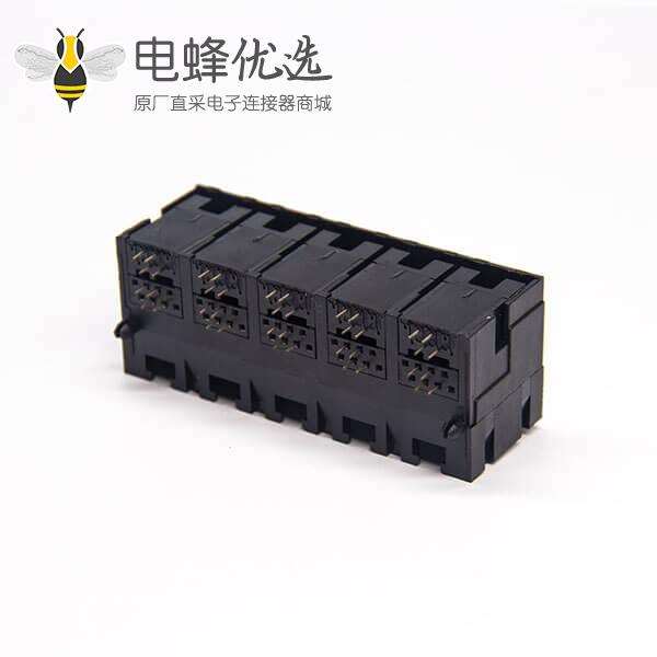 黑色塑料rj9插座2x5穿孔式不带屏蔽
