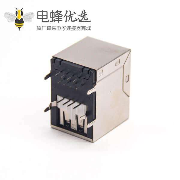 usb rj45座子以太网模块化连接器带屏蔽座子插PCB板