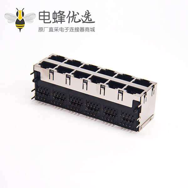 rj45座屏蔽网络模块座子2x6端口带弹片带屏蔽