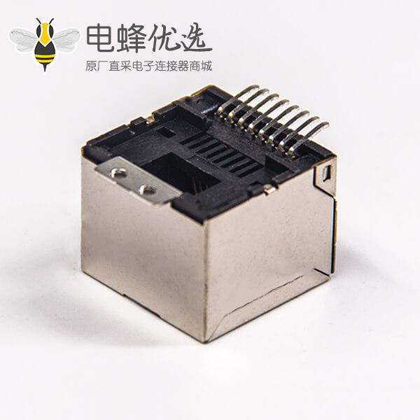 rj45网络端口180度贴板式接PCB板带屏蔽不带滤波